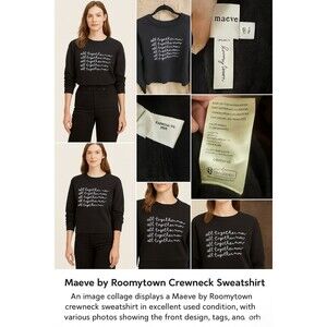 Maeve Anthropologie x Roomytown All Together Now Black Graphic Sweatshirt XS